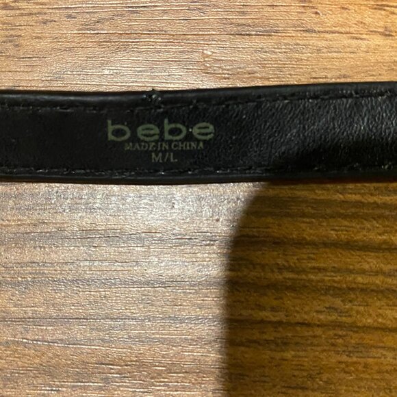 Bebe Black Skinny Bow Belt Size M/L - Picture 5 of 8